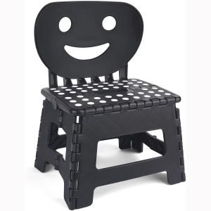 Folding Step Stool with Smile Back Support for Kids