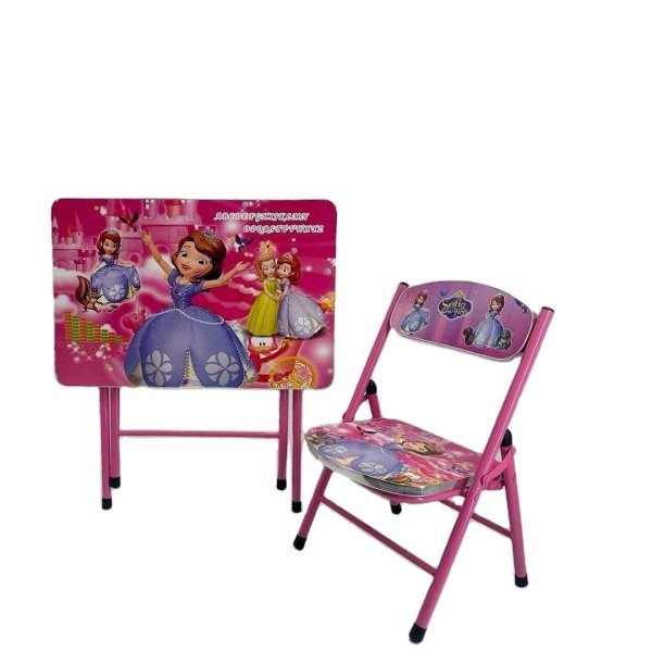 Folding Table Folding Chair Kids Desk Children Chair with Cartoon Design   random graphic